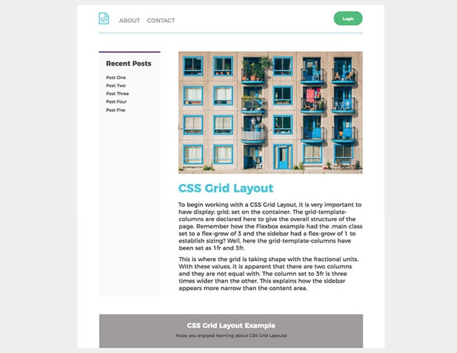 layout por grade do volante e captura de tela do layout da grade css flexbox