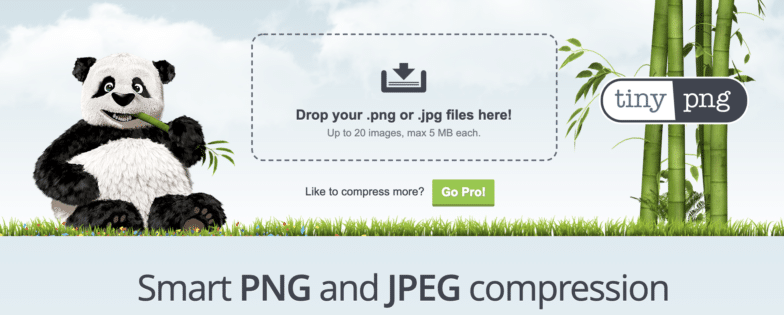 Une capture d'écran de TinyPNG, un outil de compression d'image