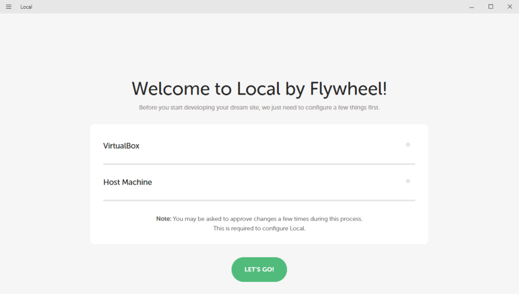 لقطة شاشة من شاشة الترحيب لـ Local by Flywheel