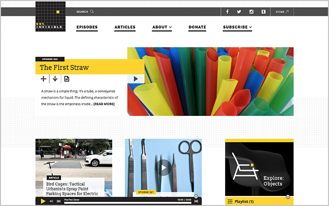 99% unsichtbarer Website-Screenshot WordPress-Blog-Beispiel