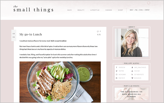 Screenshot der Small Things-Blog-Website Wordpress-Blog-Beispiel