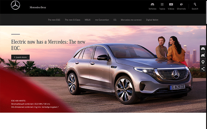 mercedes-benz website screenshot berühmte wordpress-websites beispiel