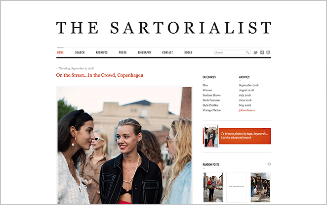 der sartorialist-Website-Screenshot WordPress-Blog-Beispiel