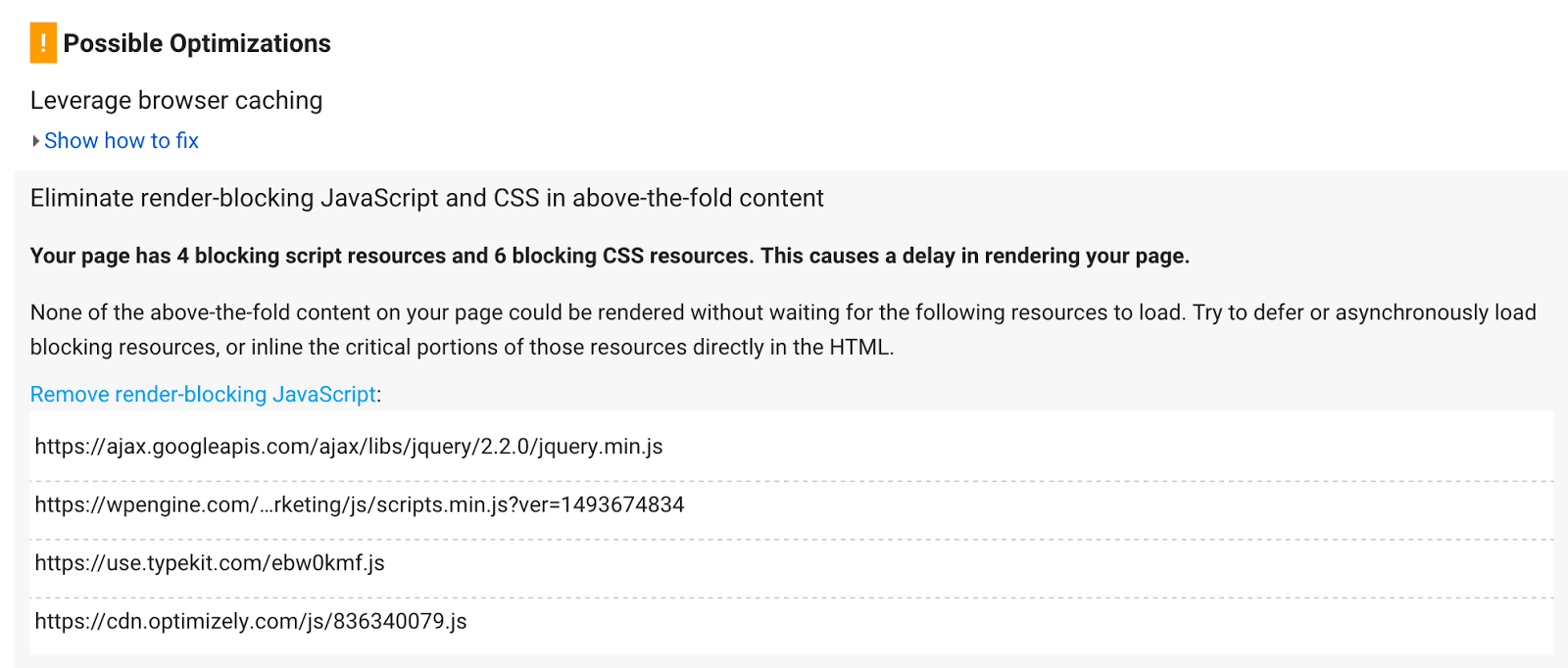 Page Speed Insights 显示 CSS 和 Javascript 渲染阻塞