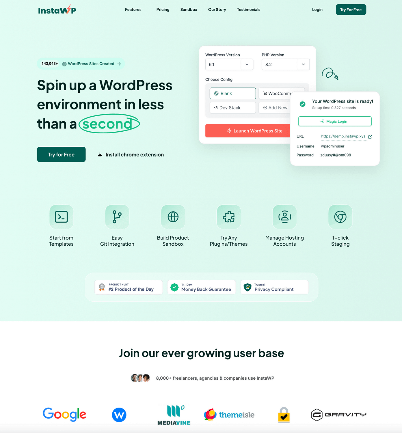 Ulasan InstaWP: situs web utama