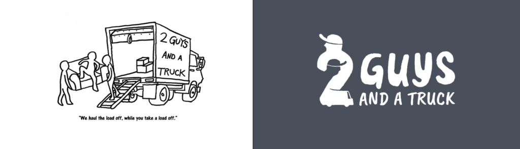 Vorher-Nachher-Logobeispiele für ein Umzugsunternehmen