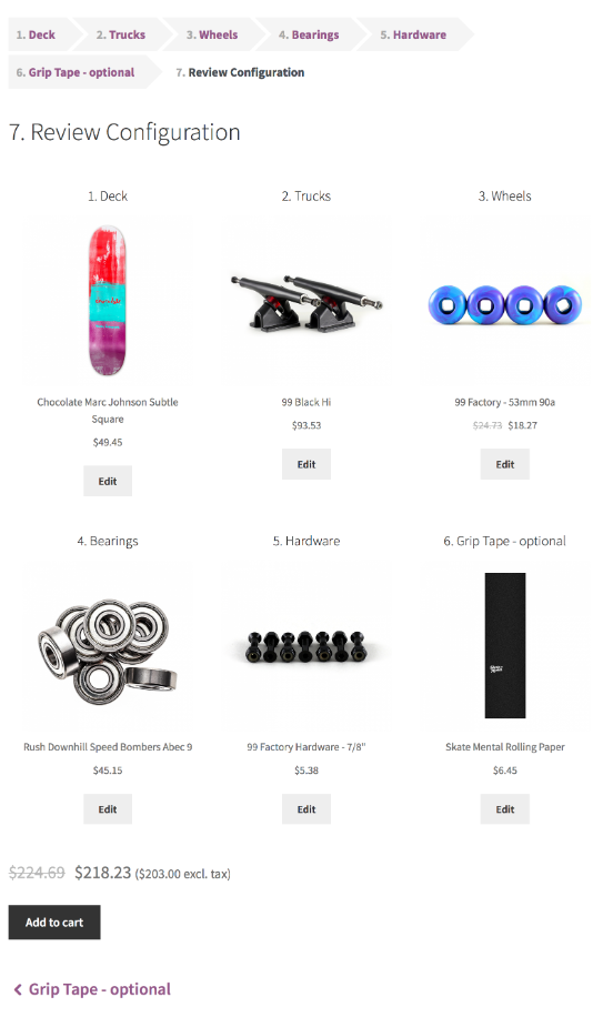 esempio di kit prodotto configurabile