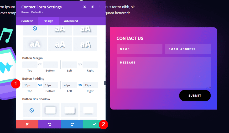 Пример второй контактной формы нижнего колонтитула Divi