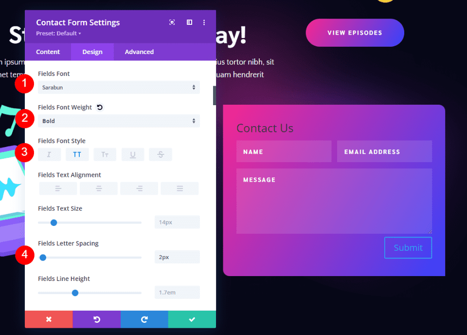 Пример второй контактной формы нижнего колонтитула Divi