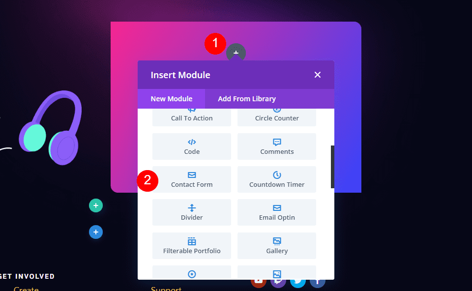 Пример второй контактной формы нижнего колонтитула Divi