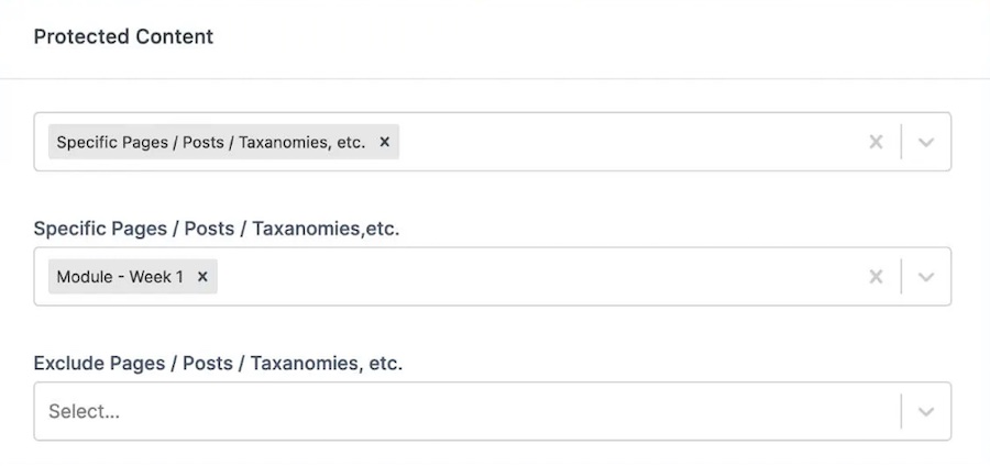 configurar contenido protegido y reglas de página