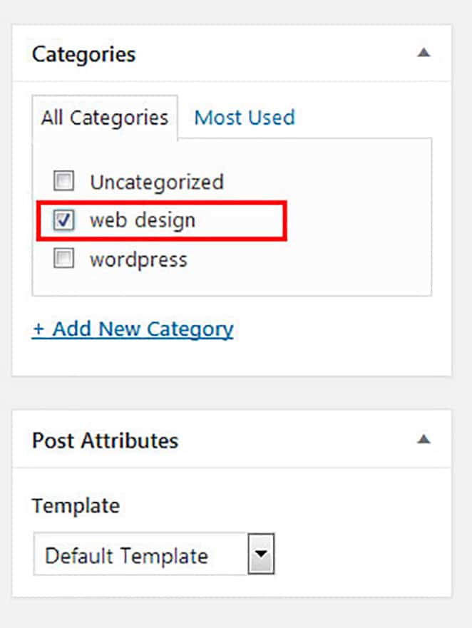 actualización de la barra lateral de wordpress basada en categorías diseño web seleccionado