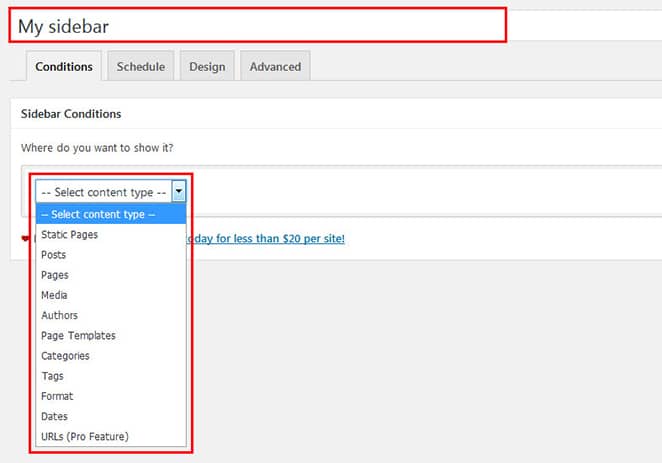 configurar mis sugerencias de barra lateral barra lateral diferente para publicaciones y páginas de wordpress