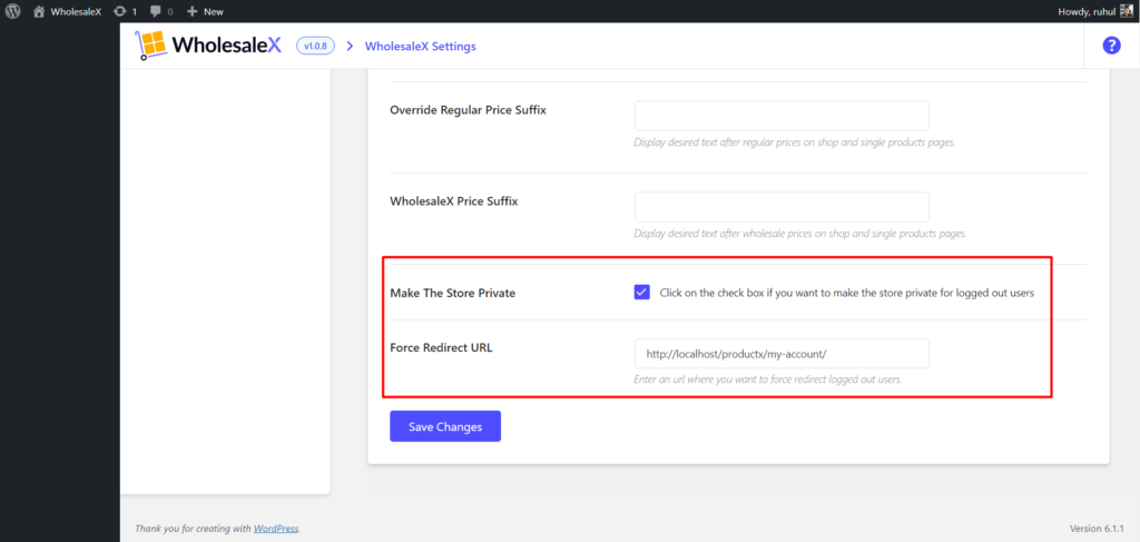 Come creare un negozio privato WooCommerce per B2B/vendita all'ingrosso in 1 clic 4 WholesaleX WooCommerce Private Store Settings
