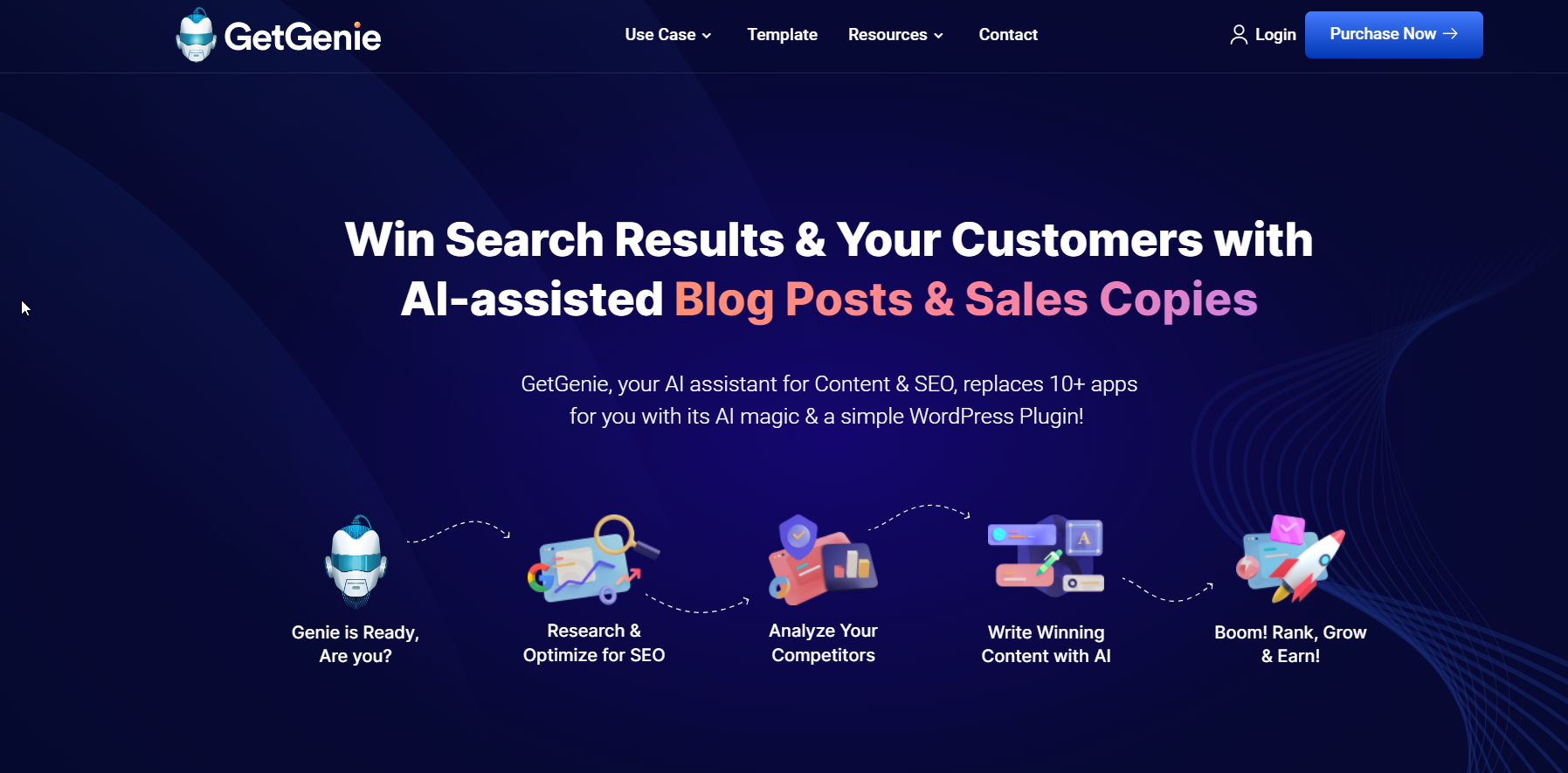 الصفحة الرئيسية لـ GetGenie