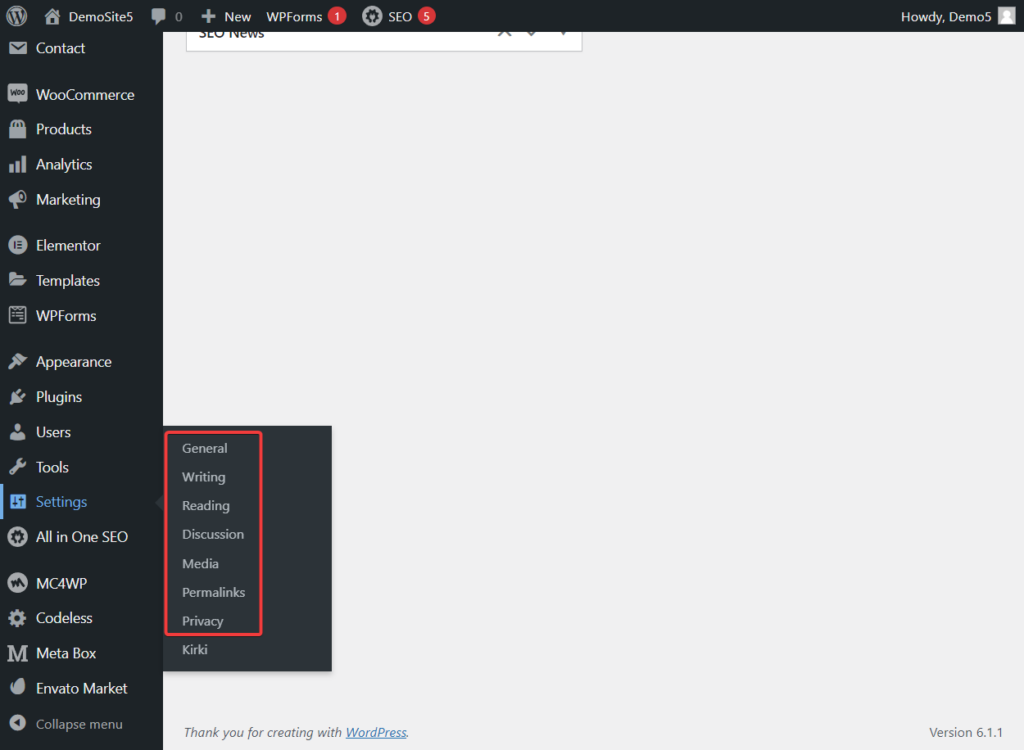 wordpress ayarları