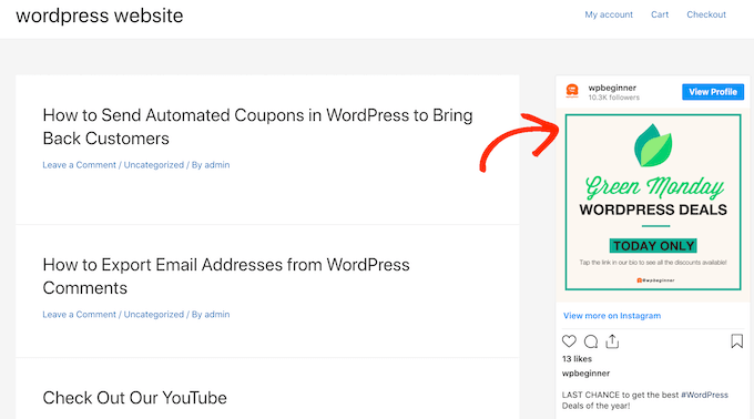 WordPress 사이드바와 같은 위젯 준비 영역에 Instagram 게시물 추가 Adding an Instagram post to a widget-ready area such as the WordPress sidebar