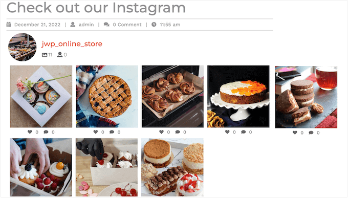 Smash Balloon을 사용하여 만든 쇼핑 가능한 Instagram 피드 An Instagram feed, created using Smash Balloon
