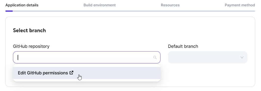 Modifica le autorizzazioni GitHub.