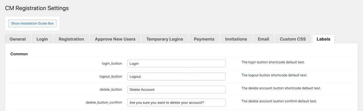 CM Registration Pro：设置标签