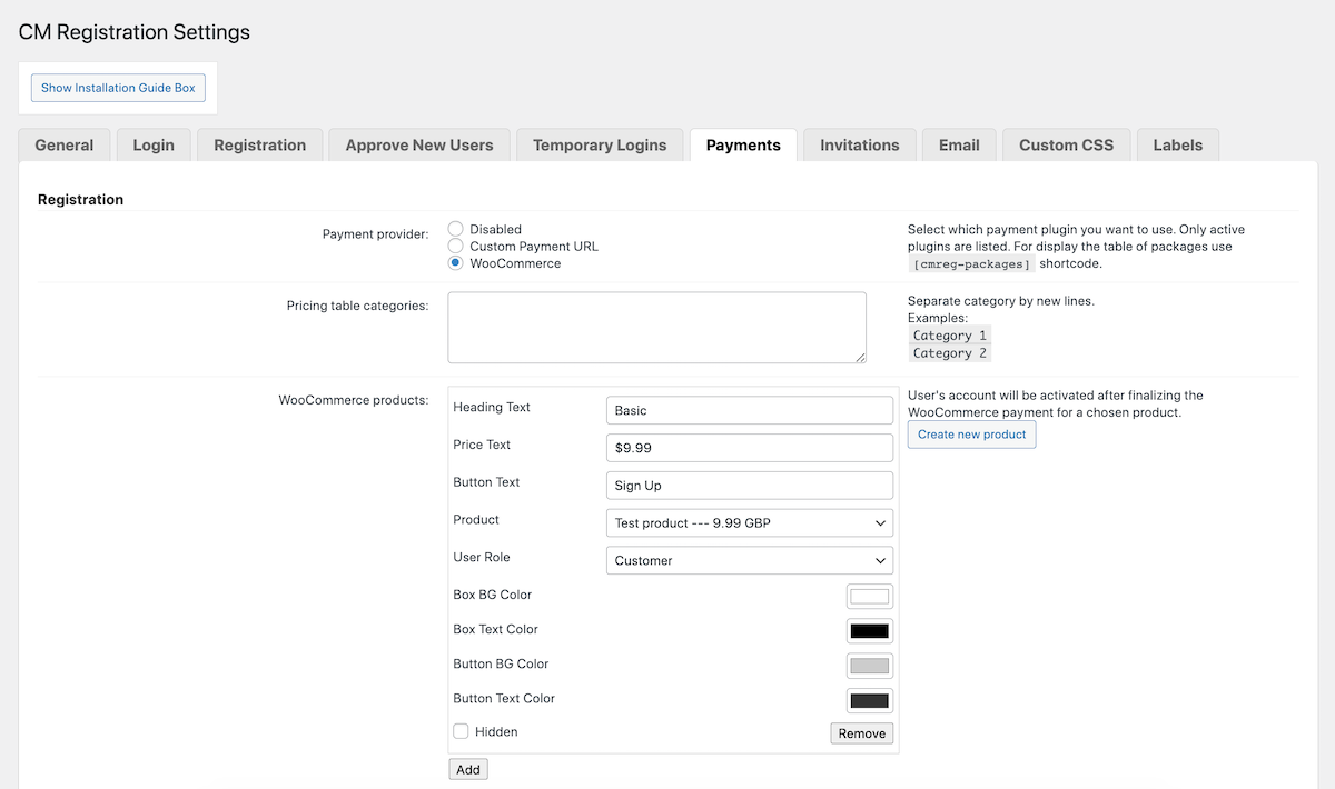 CM Registration Pro：设置付款