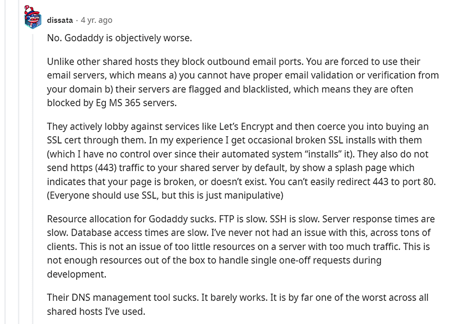 来自 Reddit 的 GoDaddy 意见
