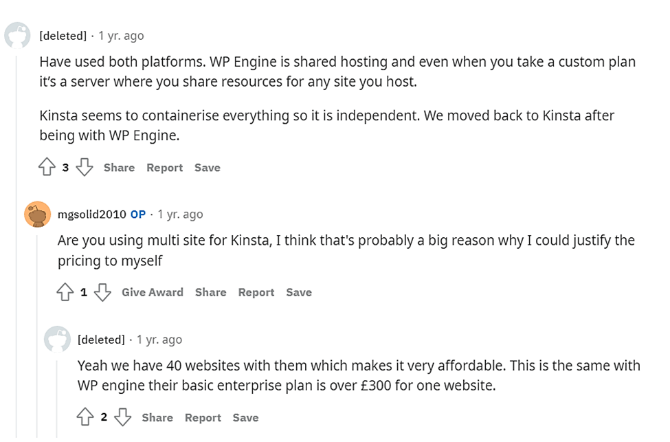 Reddit 对 Kinsta 的看法