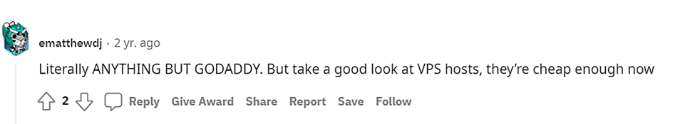 来自 Reddit 的 GoDaddy 意见