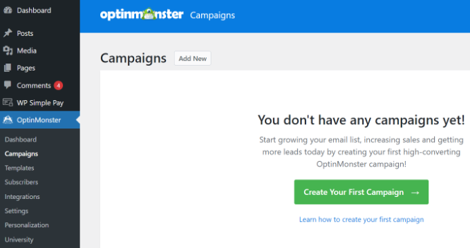 OptinMonster에서 새 캠페인 만들기 Create your first campaign