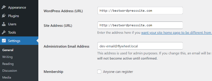 WordPress와 사이트 주소가 동일한지 확인하십시오. Ensure WordPress and site address are same