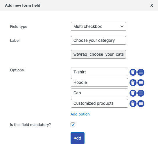 WooCommerce Multi-Checkbox für das Angebotsformular