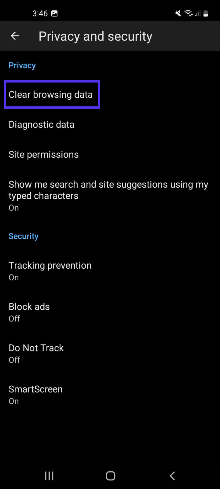 Как очистить данные браузера в мобильном браузере Microsoft Edge