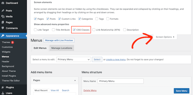 將 CSS 類添加到 WordPress 導航菜單 Adding CSS classes to a WordPress navigation menu