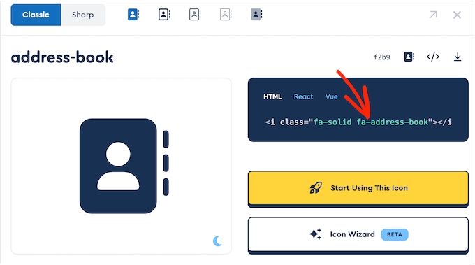 獲取字體圖標的代碼 Getting the code for an icon font