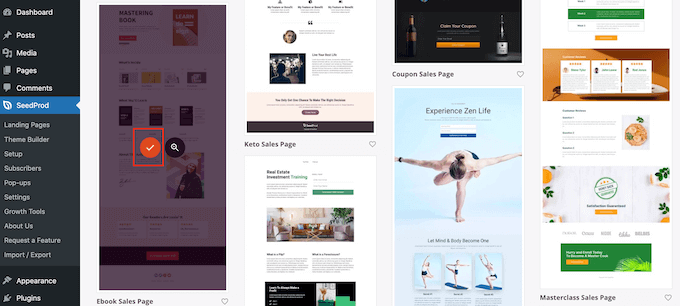 選擇專業設計的模板 Choosing a professionally-designed template