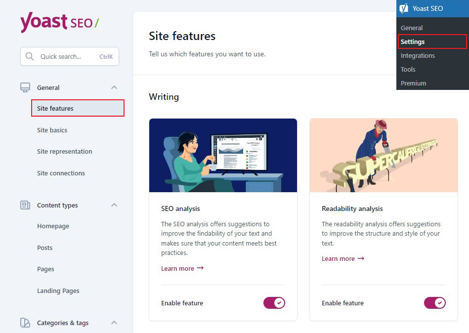 Caracteristicile site-ului Yoast SEO