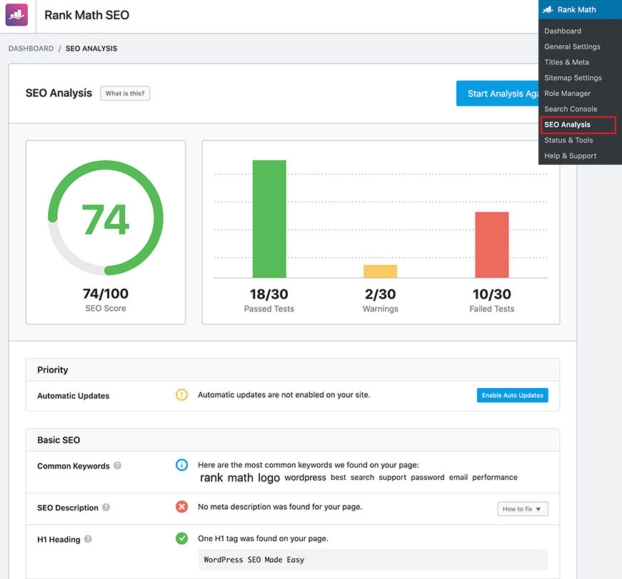 Rank Math SEO Analyzer