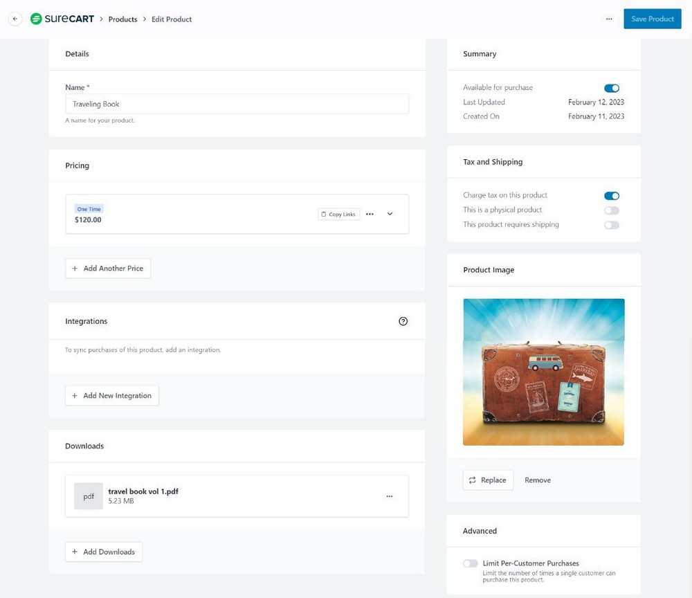 Surecart добавить товар