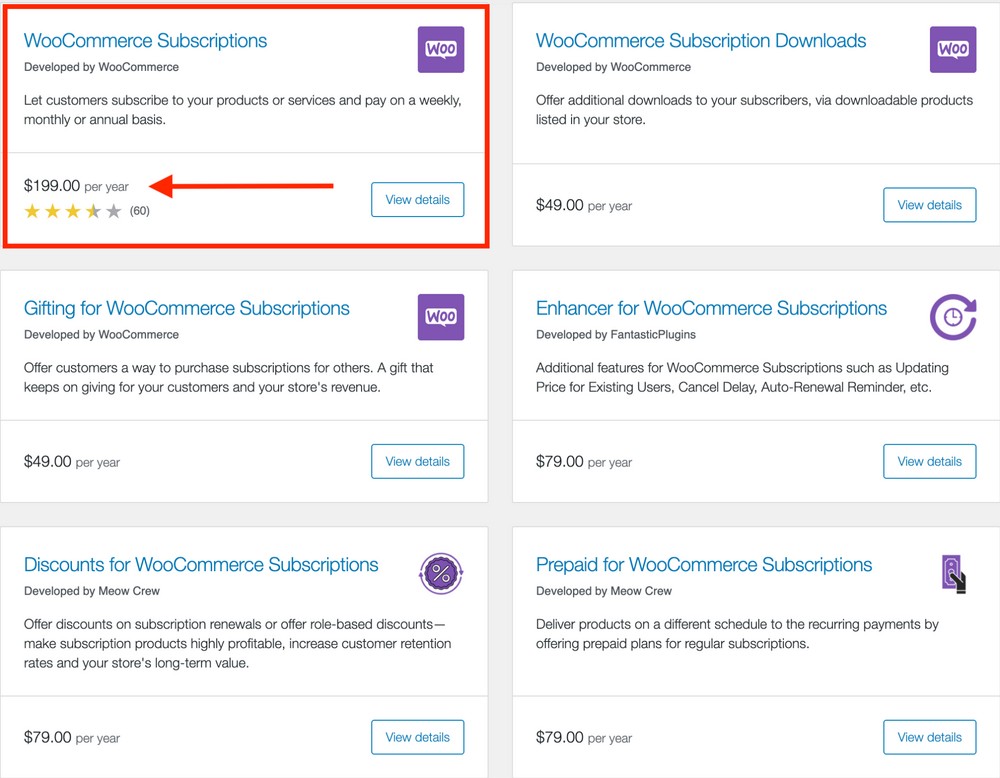 надстройка подписки woocommerce