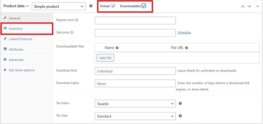 загружаемые файлы woocommerce