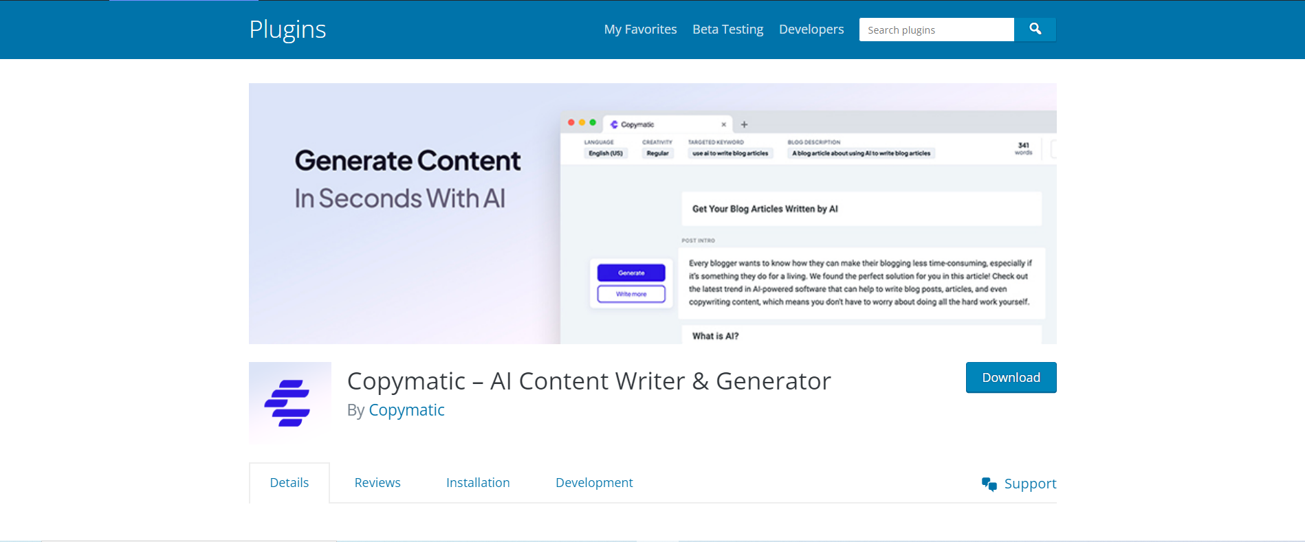 Gerador de conteúdo Copymatic AI