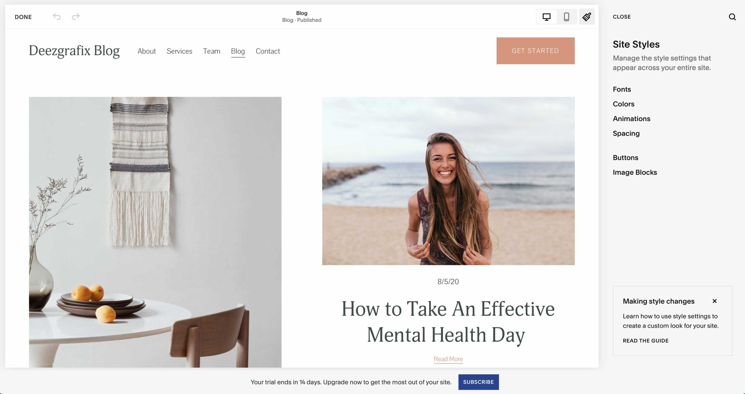 Squarespace site stilleri
