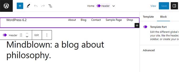 在站点编辑器中编辑模板部分 Template part editing in site editor
