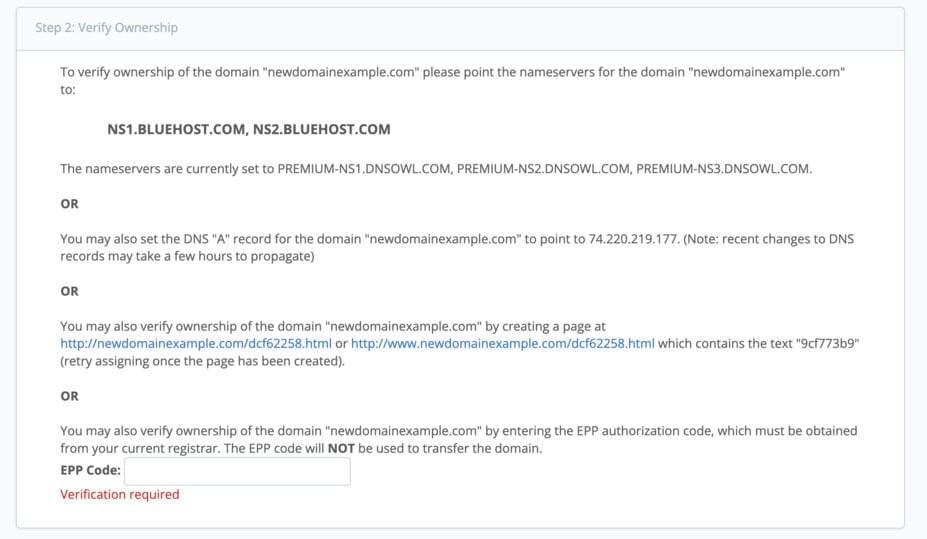 Bluehost公园域名第三步