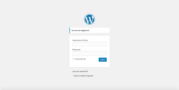 标准 WordPress 登录页面的屏幕截图