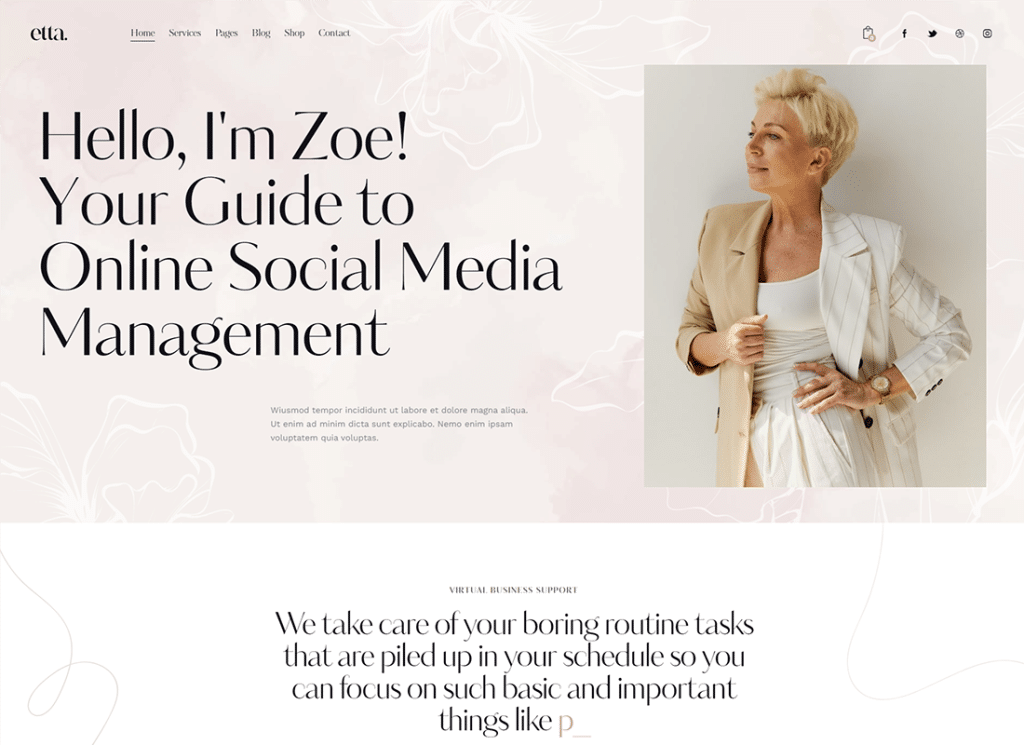 Etta | Tema WordPress asistent virtual și specialist în marketing
