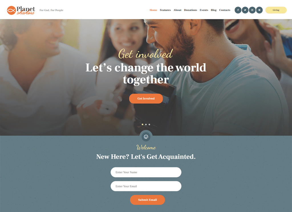 Planeta Shakers | Motyw WordPress Kościół i religia