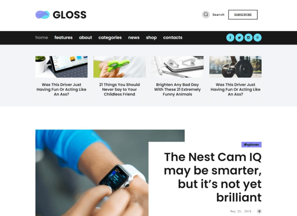Gloss - Tema de blog WordPress Viral News Magazine