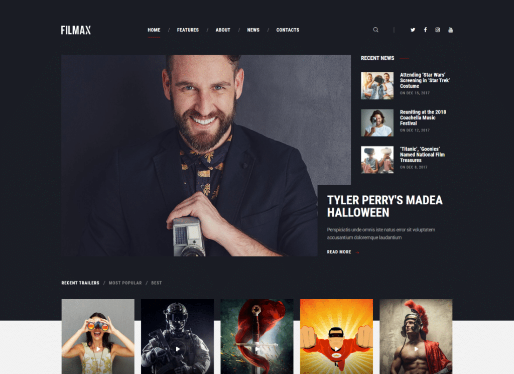 Filmax - Tema WordPress pentru reviste de știri cinematografice și cinematografice