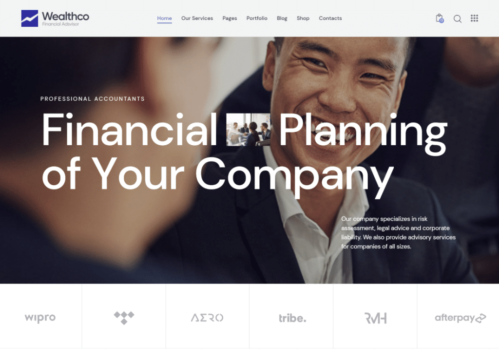 WealthCo - ธีม WordPress ที่ปรึกษาธุรกิจและการเงิน